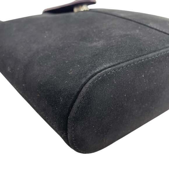 Bally Women's Suede and Leather Combination Shoulder Bag with Flap, Black Gra... - Picture 9 of 16